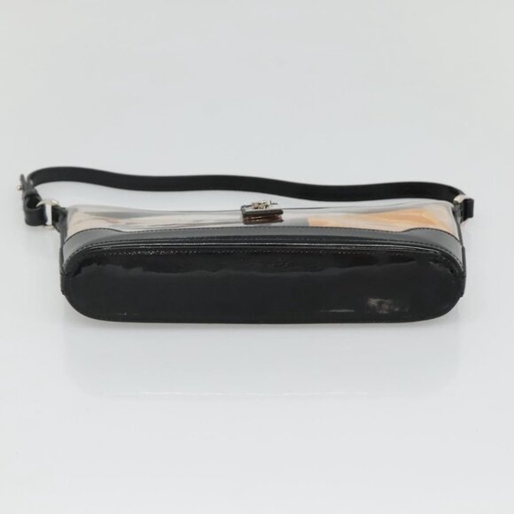 Salvatore Ferragamo Gancini Shoulder Bag Vinyl Black Beige Silver Auth 134739 - Picture 6 of 16